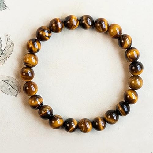 Tiger's Eye Stretch Bracelet for Men & Women - Handmade Feng Shui Beaded Jewelry, A-Grade Stone for Protection, Wealth & Luck, Adjustable Chakra Balancing Bracelet Gift, 8 mm, Stone, no gemstone