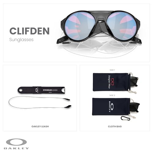 Oakley Clifden OO9440 944002 56MM Polished Black/Prizm Snow Sapphire Iridium Round Sunglasses for Men+ Bundle Accessory Leash Kit, Microfiber Pouch by Oakley - Image 2