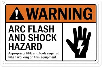 Warning Sign Arc Flash and Shock Hazard, Vintage Electrical Security Metal Tin Sign; Suitable for Outdoor, Garage, Workshop, Factory 12x8 inch