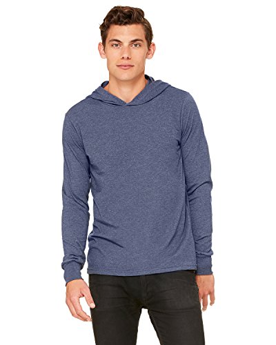 Bella Canvas Unisex Jersey Long-Sleeve Hoodie, Small, Heather Navy2