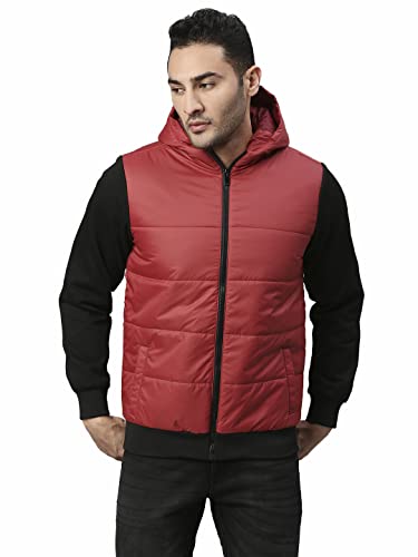 Image of Dennis Lingo Polyester Regular Fit Full Sleeves Men's Color Block Hooded Puffer Jacket with 2 Pockets - Lightweight Casual Winterwear for Men