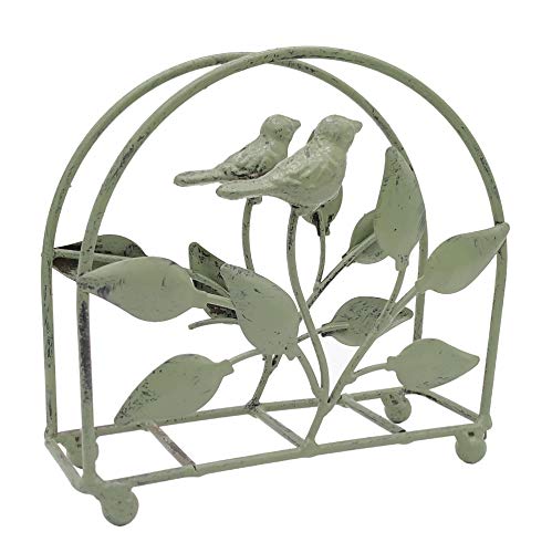 Cast Iron Bird & Tree Classic Napkin Holder/Tabletop Freestanding Tissue Dispenser, Rustic Green #TOP1