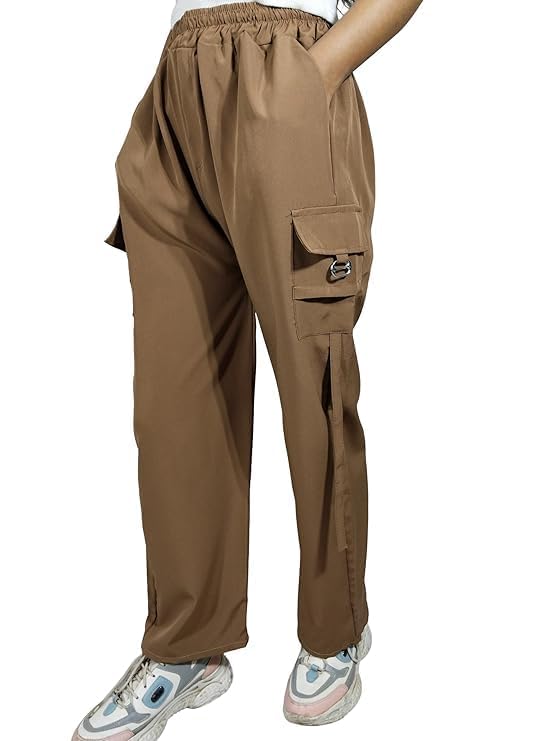 Image of ARYANSH Shoppe 4 Pocket Straight-Fit Cargo Trouser Pants for Kids Girls | Stylish High-Waist Casual Wear with Pockets | Small to XXL