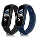 DEOU 2 Pack Correa Compatible con Xiaomi Mi Band 6 / Xiaomi Mi Band 5 / Amazfit Band 5,Coloridos Suave Silicona Pulseras de Repuesto para Mi Band 5 & Mi Band 6 & Amazfit Band 5(Negro/Azul Marino)