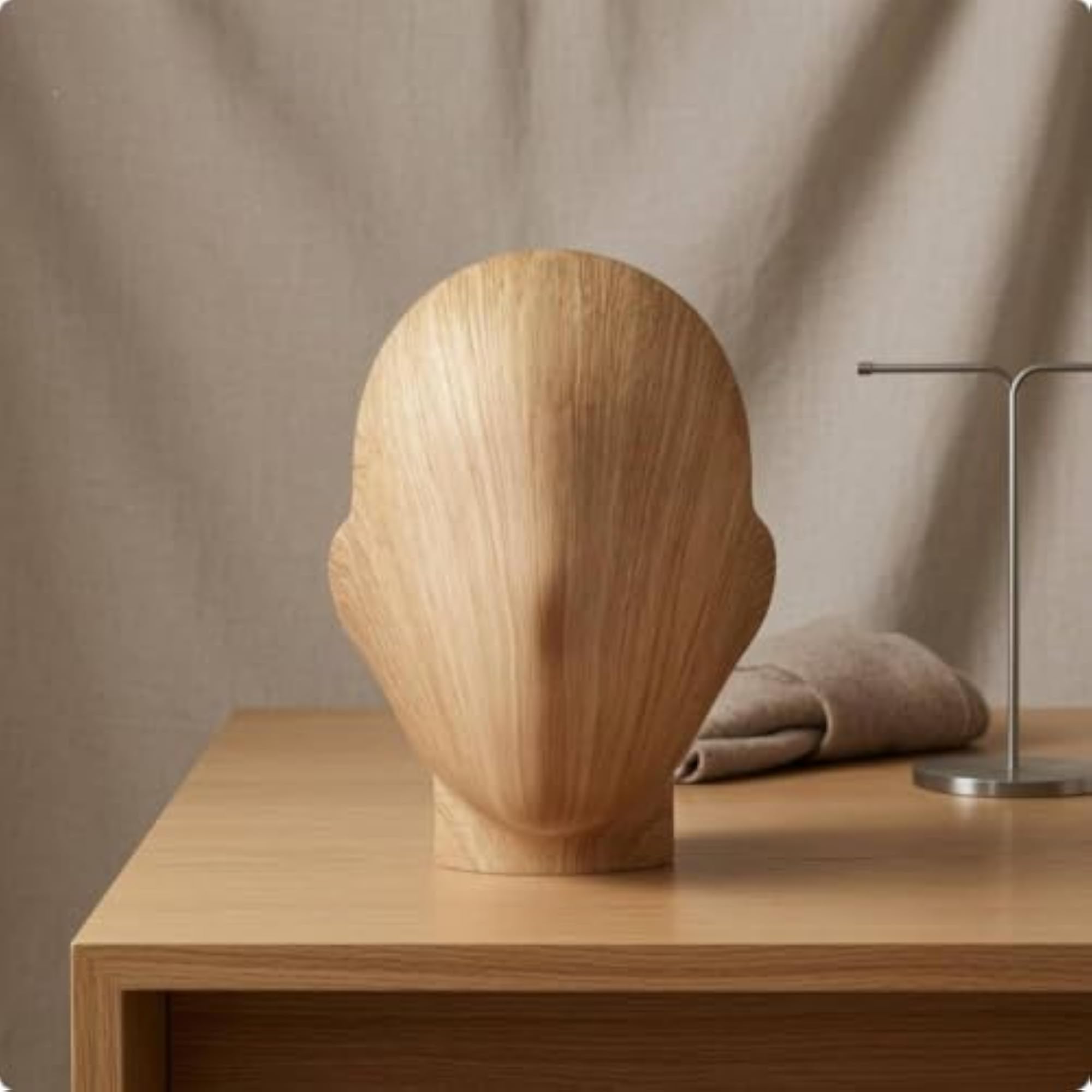 Wood-Grain Finish Mannequin Head Stand for Hairpiece Display