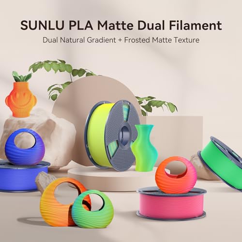 Image of SUNLU Dual Color PLA 3D Printer Filament Bundle, 1.75 mm Color Changing PLA Bundle, Matte Finish, 8 Spools 250g Each, mini Spool 8 Packs