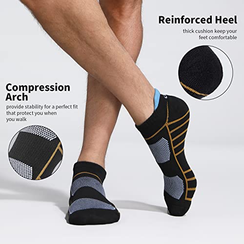 Image of Lapulas Athletic Running Ankle Socks, Low Cut Cushioned Anti-Blister Tab Sports Socks Men Women 6Pairs