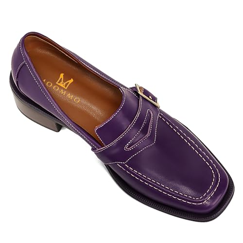 Image of MOOMMO Women Chunky Heel Penny Loafers Square Toe Buckle Slip On Comfort | Office Ladies Loafer Pumps 2 inch Stacked Block Heel Dress Loafers Oxfords Walking Dress Shoes Casual Size 4-11 M US