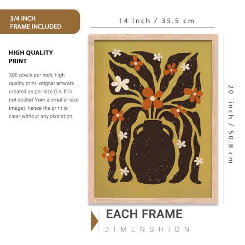 Image of kotart Boho Art Home Decoration Painting | Aesthetic Paintings With Frame For Living Room Bed Room Hotel Wall Decor Digital Reprint Set of 3 (14x20 Inch)