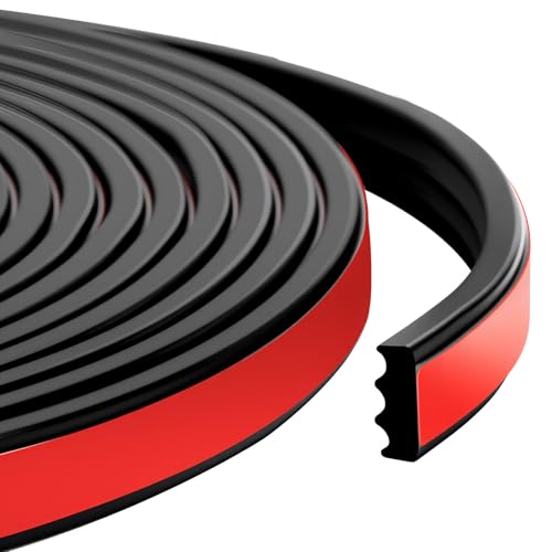 Ribbed Foam Rubber Seal EPDM Rubber Weather Stripping with 4011 Acrylic Foam Tape Self-Adhesive Bulkhead Seal Gasket Strip for Garage Door/Window/RV/Boat/Automotive/Marine (0.5 W 25Ft)