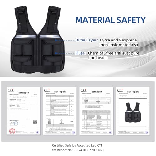 Image of Sportneer Adjustable Weighted Vest Weights: 2-18 lbs /2-42 lbs Washable Weight Vest for Walking 16 In 1 Fast Adjust Rucking Vest for Women and Men Home Gym Running Jogging Strength Training Vests