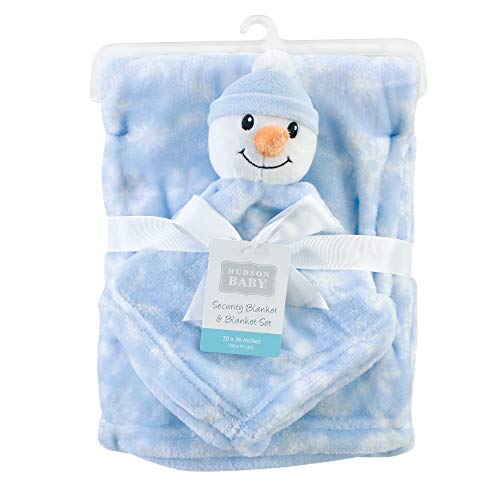 Image of Hudson Baby Unisex Baby Plush Blanket with Security Blanket, Snowman, One Size