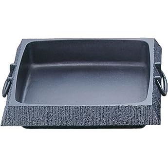 Iwachu 20051 Sukiyaki Pot, Stone Garden Corners, Small, Black Baking, Inner Dimensions 8.3 x 8.7 inches 21 x 22 cm, Induction Compatible, Nambu Ironware