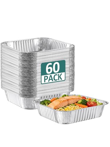 Neebake 8X8 Disposable Aluminum Baking Pans 60 Pack