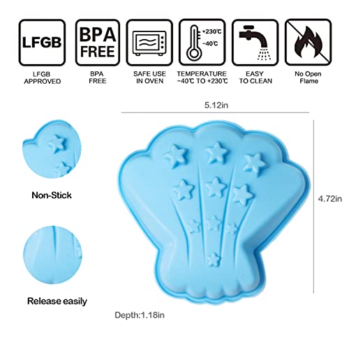 Jayvar Shells Silicone Cake Mold, Non-Stick Bakeware Sets Cake Pan For Jello, Cake Baking Molds, Perfect Bakeware For Cake, Brownie, Cupcake, Doughnut And Chocolate(Blue) #TOP2