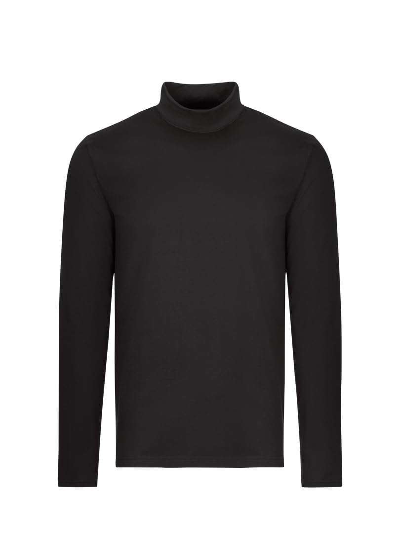 Trigema Long-Sleeved Shirt with Stand-up Collar, Black, S
