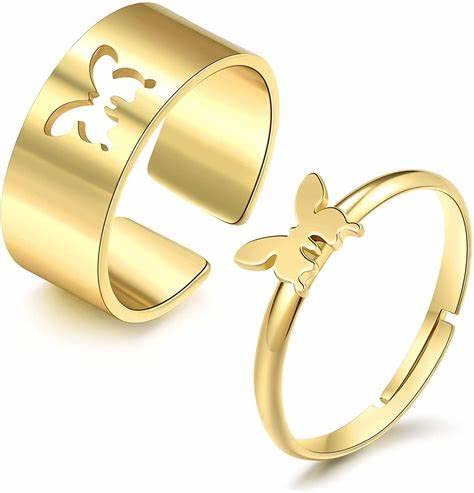 MEENAZ Butterfly Rings for women girls lovers men boys Couple girlfriend Couples Husband wife Gf BF AD CZ Stylish Valentine American diamond Adjustable 2 Platinum Gold Silver Finger Ring Combo set -83 (B0BSFXYB81) Amazon Price History, Amazon Price Tracker