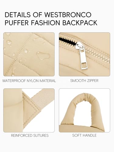 Image of WESTBRONCO Mini Backpack for Women Nylon Small Fashion Backpacks Purse Puffer Lightweight Backpacks for Travel, Shopping, Daily