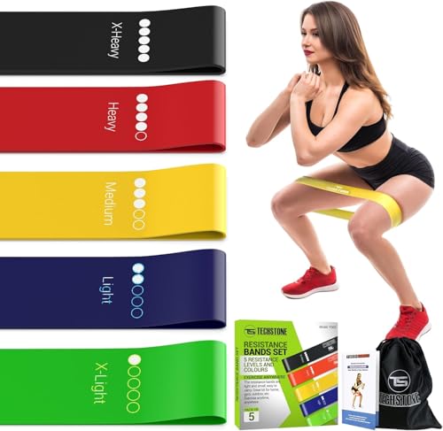 TechStone Resistance Bands Set for Men and Women, Pack of 5 Different Levels Elastic Band for Home...