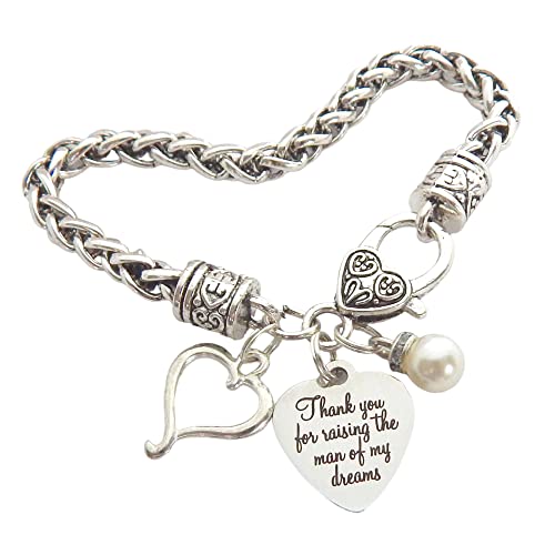 Mother In Law Gift Bracelet, Mother Of The Groom Mothers Day Thank You For Raising The Man Of My Dreams Jewelry, Wedding Day Thank You Gift For Grooms Mom #TOP15