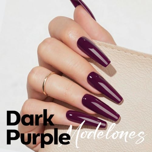 Image of modelones Dark Purple Gel Nail Polish 15ML, Hema Free Pastel Soak-Off UV Fall Gel Polish - 28+Days Long-Lasting Nail Art DIY Manicure Kit Home Salon Women Gifts