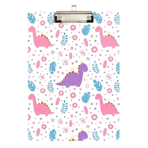 かわいいパステル漫画恐竜クリップボード 授乳用 両面プリント ポータブルクリップボード 12.5インチ x 9インチ
