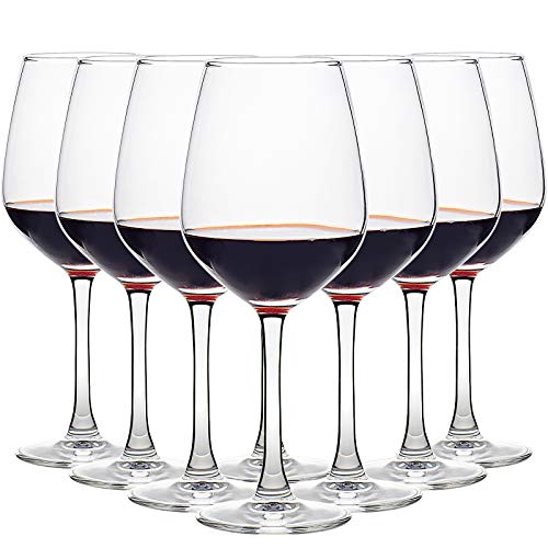 CREST Juego de 8 copas de vino, 450 ml, vaso de cristal, Uso en Casa, Restaurante y en Fiestas