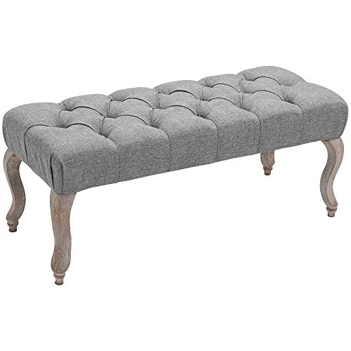 HOMCOM Banco tapizado con tapizado para Ventana, Asiento de Cama, Taburete otomano de Tela para Sala de Estar, Dormitorio, Pasillo