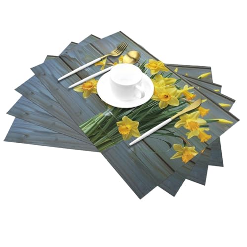 Set de table PVC jonquilles x6 antidérapant résistant chaleur 45x30cm - 3