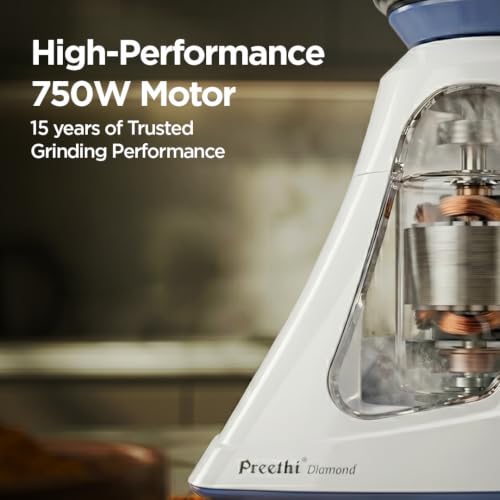 Preethi Store Preethi Blue Leaf Diamond Mixer Grinder, 750 Watt 3 - Image 3