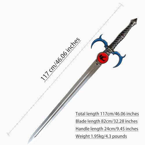 SV Anime Sword Blue, All Metal Replica with Leather Sheath, Sword of Omens,Eye of Thundera/Tygra,46.06 inches, Collectible for Display, Role-Playing, and Decoration