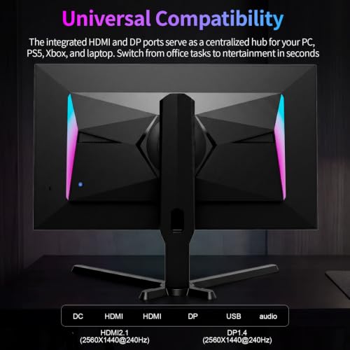 Image of 27 Inch QD-OLED Gaming Monitor, 2K QHD(2560x1440), 240Hz, 0.03ms, G-Sync&FreeSync Compatible, HDR400 Support, HDMl 2.1&DP 1.4, VESA Mountable (G Pro 240Q)