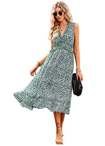 Robe midi sans manches col en V pour femme fini l'inconfort en fête