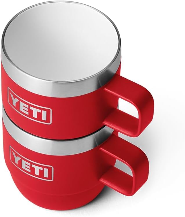 YETI Rambler Espresso Mug, Vacuum Insulated Stainless Steel Stackable Mug, Rescue Red, 2 Pack 6 oz (177 ml) - Image 4