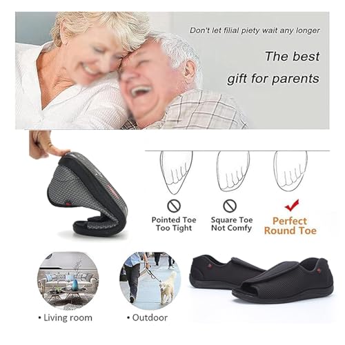 Diabetic Slippers, Mens Stylish Slip-On Wide Summer Breathable Open Toe Diabetic Sandals, Fattening and Widening Feet Walking Edema Sneakers, for Elderly Diabetic Plantar Fasciitis4