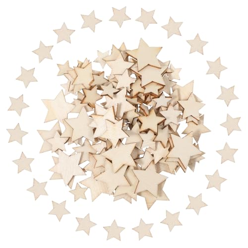 Holzsterne zum Basteln 100 Stück Kleine Holzsterne für Bastelarbeiten Knüpfstern aus Holz 10/12/15/20 mm Ornamente Unbearbeitete Holzstern-Ausschnitte für DIY Bastelarbeiten
