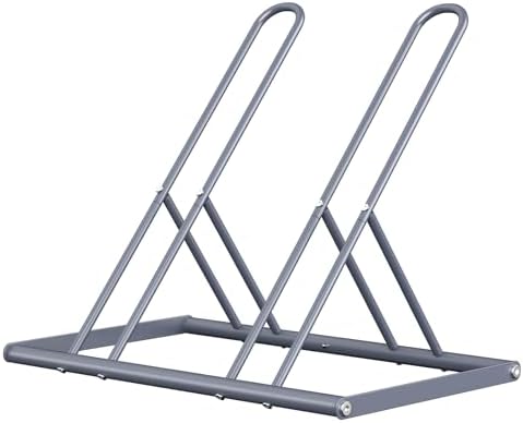 melos Floor Bike Rack, Bike Stand for Garage, Outdoor For Mountain Floor Bike Rack, Heavy Duty For Bicycle Garage, Space-Saving 2 Bicycle Holder For Home, Yard, Office, Silver