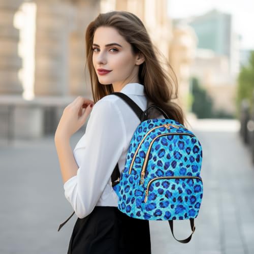 Image of ALAZA Blue Leopard Pattern Animal Medium Backpack Purse for Women Travel Bag Fashion Daypack Back Pack Shoulder Bag