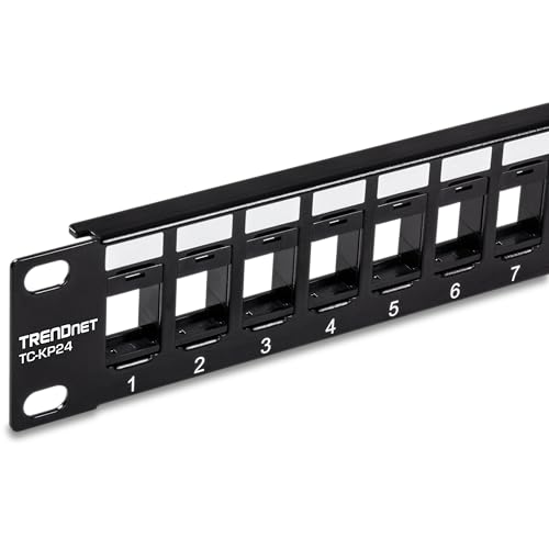 TRENDnet 24-Port Blank Keystone 1U Patch Panels, TC-KP24/2, 1U 19" Metal Rackmount Housing, Recommended with TC-K25C6 & TC-K50C6 Cat6 Keystone Jacks (Sold Separately), NDAA Compliant, Black