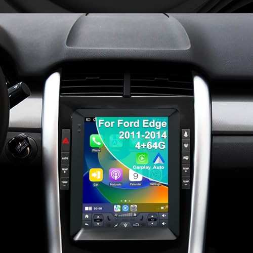 4G+64G Car stereo For Ford Edge Radio Upgrade 2011 2012 2013 2014, 9.7 Inch Tesla Style Touch Screen radio Replacement, Built-In Wireless Carplay Android Auto, Back Up Camera GPS Bluetooth SWC FM WIFI