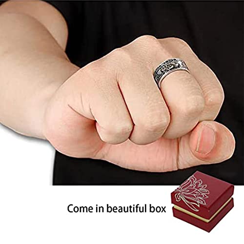 Feng Shui Ring, Anillo Pixiu, 4/8PCS Feng Shui Pixiu Mantra Ring Original, Adjustable Buddhist Heart Sutra Feng Shui Ring for Men Women (4Pcs Gold)