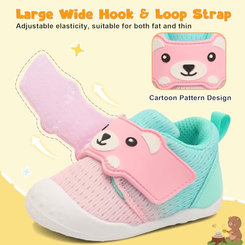 Image of FEETCITY Baby Walking Shoes Wide Baby Shoes Boys Girls Infant Sneakers Crib Shoes Breathable Toddler Barefoot Shoes Slip On Shoes