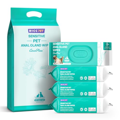 Image of HICC PET Wipes for Dogs & Cats, Cleaning Deodorizing External Anal Area Wipes, Hydrating & Nourish Fur Dog Grooming Butt Wipes for Daily Cleaning, 400 Counts