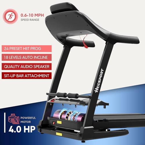 Image of Hccsport Foldable Treadmill with Incline Treadmill with Home Removable Desk Workstation 3 in 1 Folding Small Compact Walking Treadmills 300 Lbs Capacity for Home Office