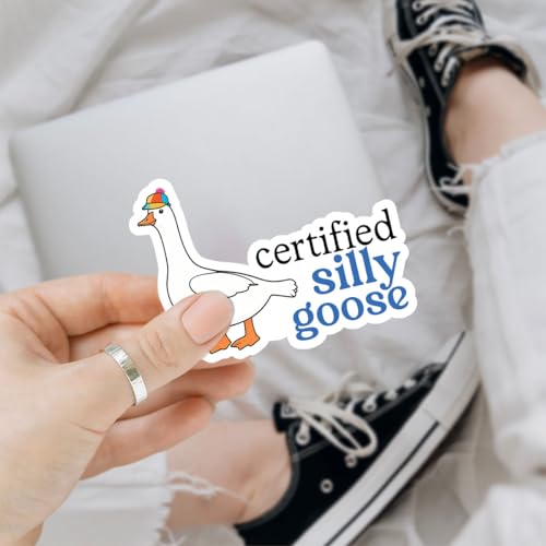 Image of 3pcs Certified Silly Goose Funny Sticker Pack, Meme Animal Humor Design, Die Cut Waterproof Vinyl Decal for Laptop, Water Bottle, Phone, Window, Helmet, Goose Lover Gift 3 Inches