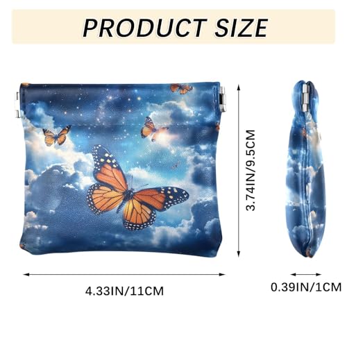 Coin Purse for Women Blue Starry Butterfly Coin Pouch Change Holder PU Leather Mini Wallet Portable Coin Bag Money Pocket3