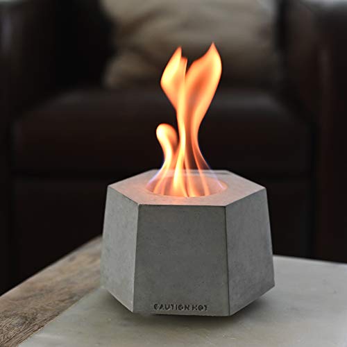 Colsen Tabletop Rubbing Alcohol Fireplace Indoor Outdoor Fire Pit Portable Fire Concrete Bowl Pot Fireplace (HEX Tesla)