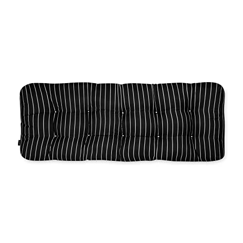 Coussin banc patio, Encre noire, Rayé, 48 po L