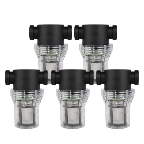Image of SEAFLO 1 /2 inch Female NPT in-Line Strainer with 100 Mesh Stainless Steel Filter Screen - Clear Bowl for Easy Cleaning | Model SF-ST-12 (5-Pack)