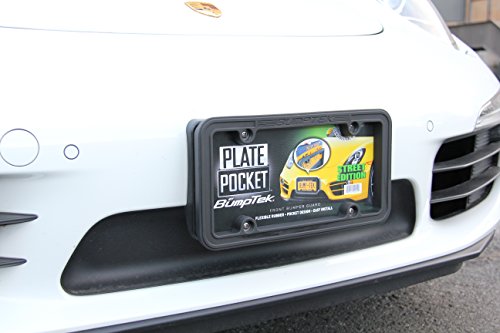 Plate Pocket By Bumptek (Street Edition) - The Thickest, Toughest, All Rubber Front Bumper Guard, Front Bumper Protection, License Plate Frame. Flexible Rubber Cushions Parking Bumps! #TOP3